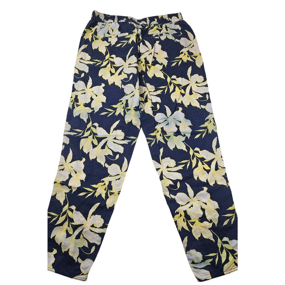 Talbots sz 2 linen blend floral cropped beach casual pull on pants with pockets